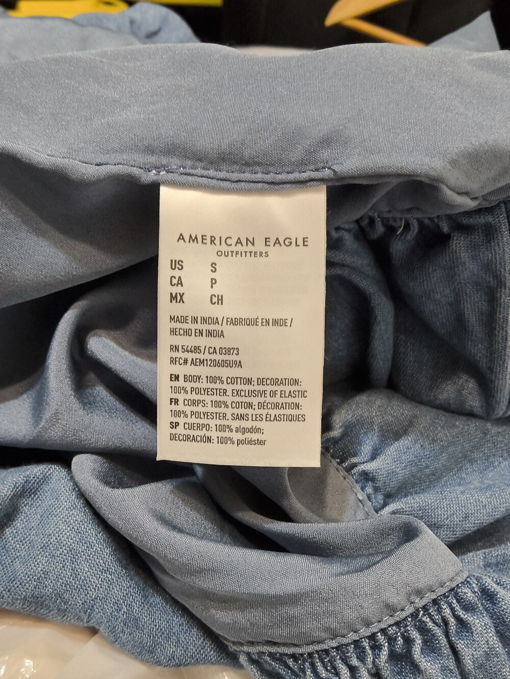American Eagle Chambray Smocked Bubble Hem Dress Size Small - Picture 3 of 11